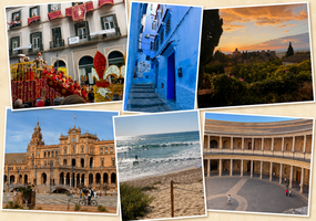 Collage von Bilder aus Auslandsaufenthalten vergangener Studierender (Spanien)