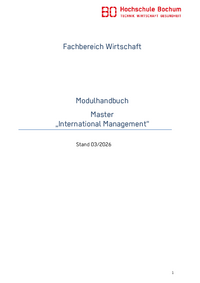 Modulhandbuch Masterstudiengang „International Management“