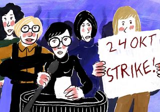 Illustration mit Frauen die am 24. Oktober streiken