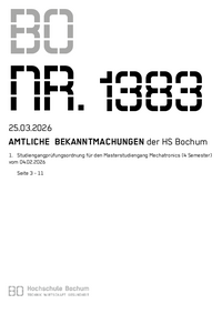 Amtliche Bekanntmachung der HS Bochum Nr. 1383, 25.03.2026