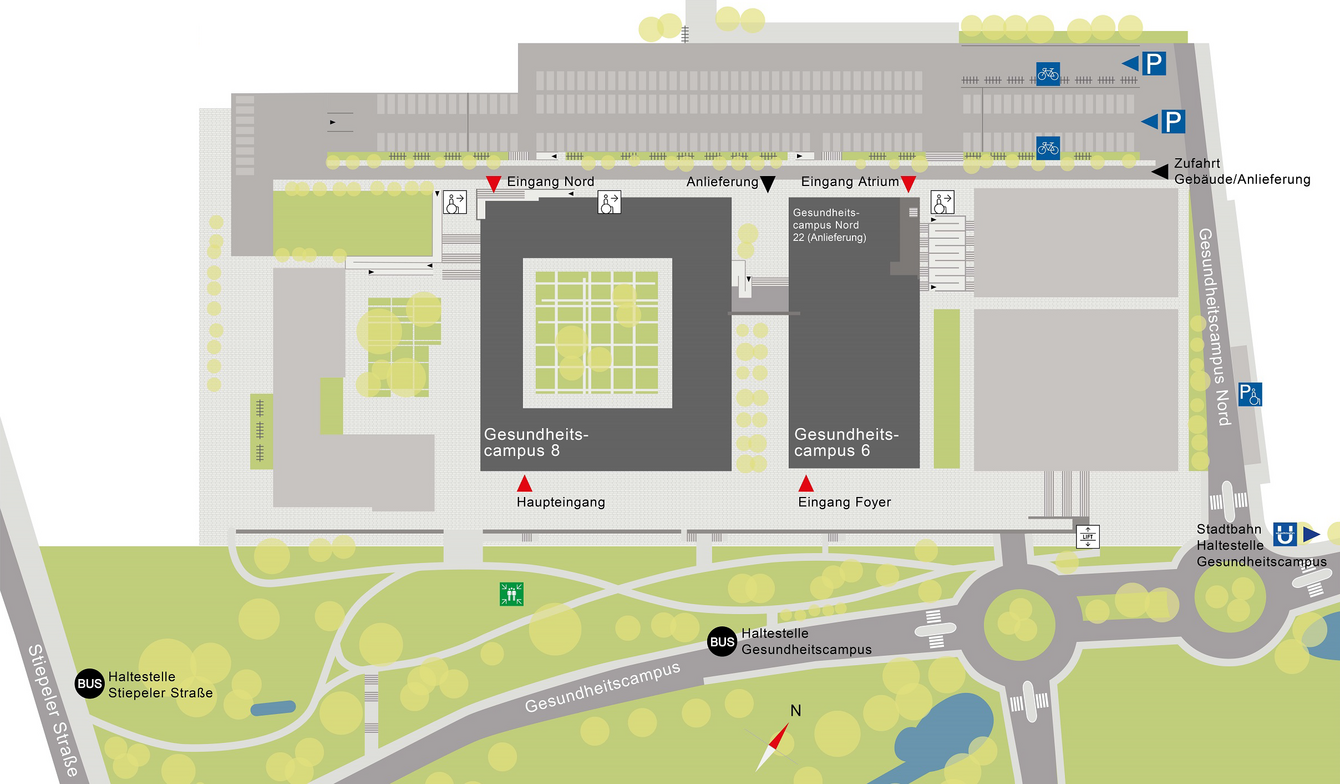 Gebäudeplan Hochschule Bochum - Standort Gesundheitscampus