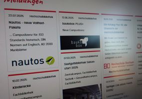 Übersichtsseite der Newsmeldungen der Hochschulbibliothek