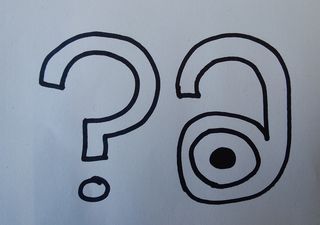 Zeichnung: Open Access Logo mit Fragezeichen