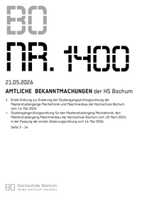 Amtliche Bekanntmachung der HS Bochum Nr. 1400, 21.05.2026