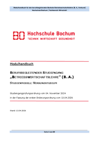 Modulhandbuch für den berufsbegleitenden Bachelor Betriebswirtschaftslehre