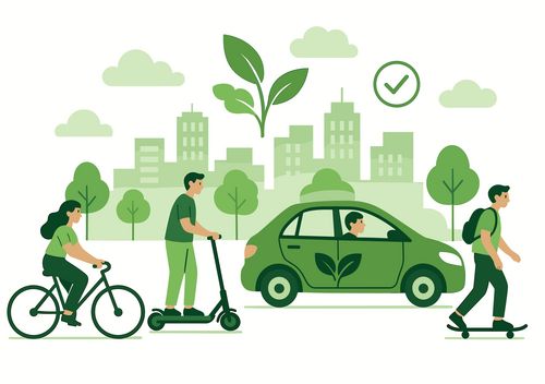 Grafik mit nachhaltigen Verkehrsmitteln