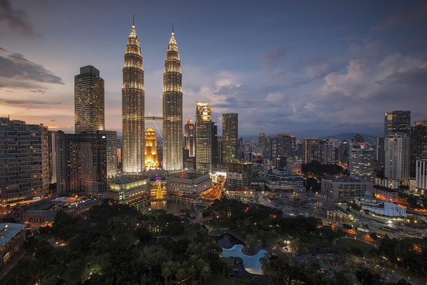 Kuala Lumpur, Zwillingstürme bei Nacht