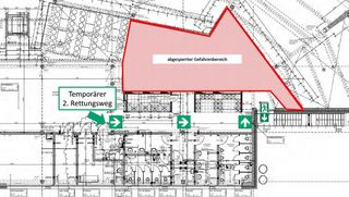 geänderter 2. Fluchtweg Mensaempore