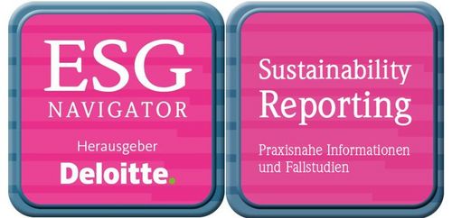 Kombination Logos ESG Navigator und Sustainability Reporting