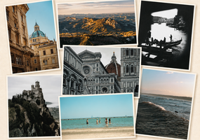 Collage von Bilder aus Auslandsaufenthalten vergangener Studierender (Italien)