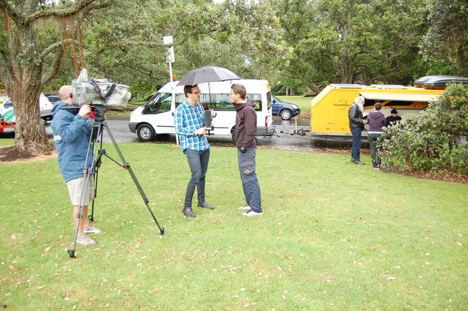 Interview im Regen