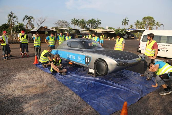 Aufgebockt: Der blue.cruiser vor der Testfahrt