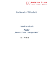 Modulhandbuch Masterstudiengang „International Management“