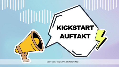 Bild mit Megafon und Sprechblase: Kickstart Auftakt