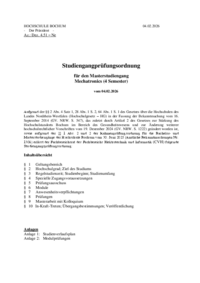 MA Mechatronics 2026 - Prüfungsordnung