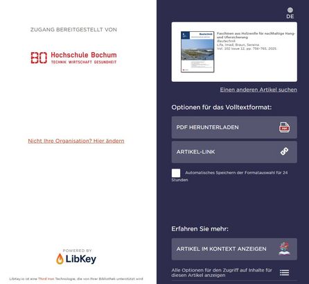 LibKey.io Screenshot Anzeige Suche mit DOI