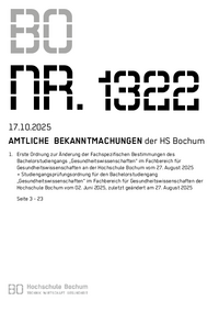 Amtliche Bekanntmachung der HS Bochum, Nr. 1322, 16.10.2025