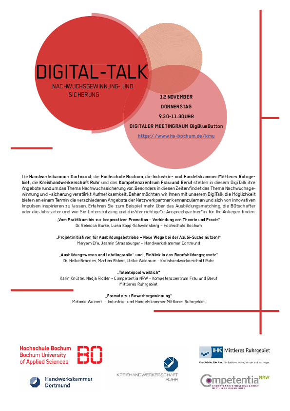 Flyer zum Digital-Talk am 12.11.2020