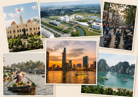 Collage von Bilder aus Auslandsaufenthalten vergangener Studierender (Vietnam)