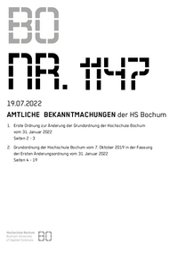 Amtliche Bekanntmachung der HS Bochum Nr. 1147, 19.07.2022