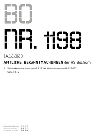 Amtliche Bekanntmachung der HS Bochum Nr. 1198, 14.12.2023
