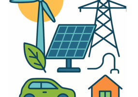 Symbole für verschiedene erneuerbare Energiesysteme