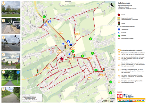 Das Bild zeigt den Schulwegplan zur Gräfin-Imma-Schule.