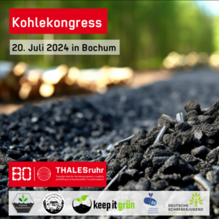 Werbeplakat für den Kohlekongress. Datum: 20.07.2024. Wo: in Bochum. Unten sind die Logos der beteiligten Kooperationspartner abgebildet: CSEQ@NRW, Hof Bergmann, keep it grün, Netzwerk Blühende Landschaft, Deutsche Schreberjugend