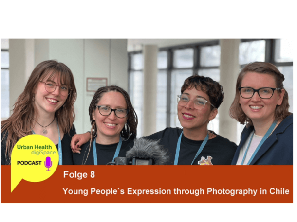 Young People`s Expression through Photography in Chile Zu sehen sind die Gäste Inger Heine-Fuster von der University of Chile, Santiago de Chile, Javiera Mella von der University of Chile, Santiago de Chile und die Moderatorin Johanna Rolf von der HS Gesundheit, Bochum